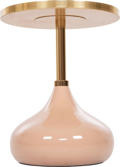 Round Side Coffee Table Utri Metal Salmon-Beige W35.5xL35.5xH44.5cm