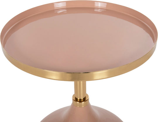 Round Side Coffee Table Utri Metal Salmon-Beige W35.5xL35.5xH44.5cm