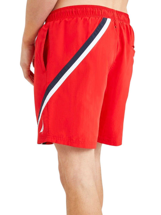 Nautica Men's Swimwear Bermuda True Red Striped