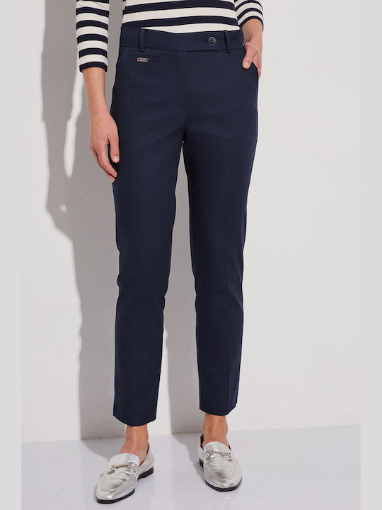 Bill Cost Cotton Office Trousers Blue