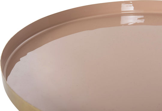 Masă Laterală Rotundă Metalică Roz-Bej M35.5xL35.5xÎ44.5cm
