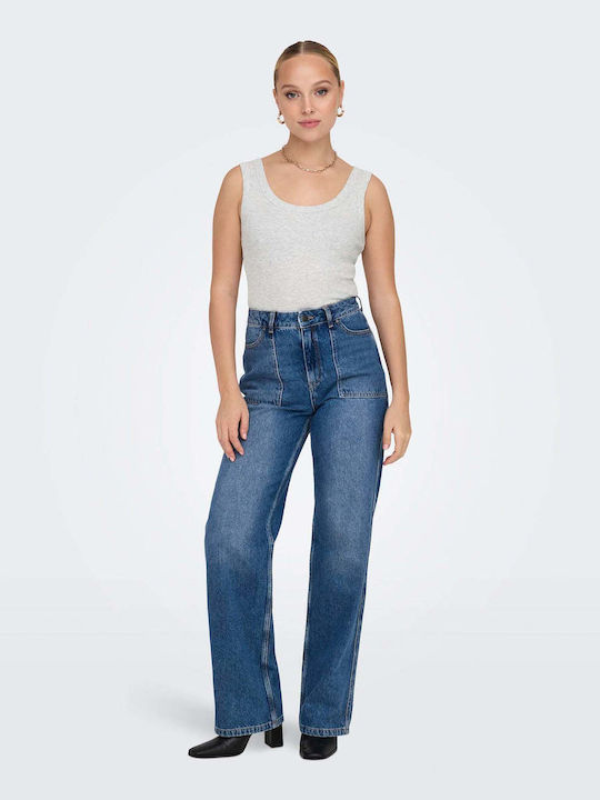 Easy Γυναικείο Αθλητικό Crop Top Αμάνικο Γκρι