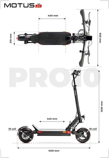 Motus Pro 10 2022 Ηλεκτρικό Πατίνι και 70km Αυτονομία σε Μαύρο Χρώμα