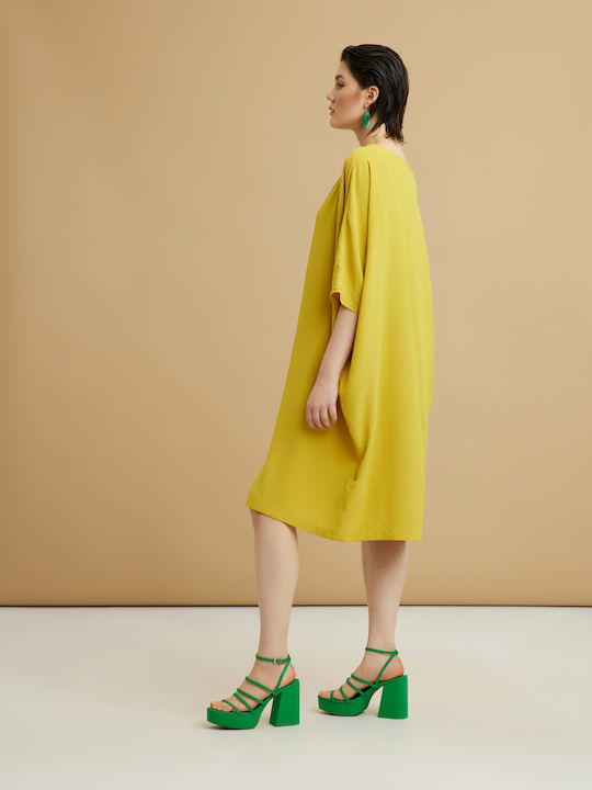 Mat Fashion Midi Dress Yellow