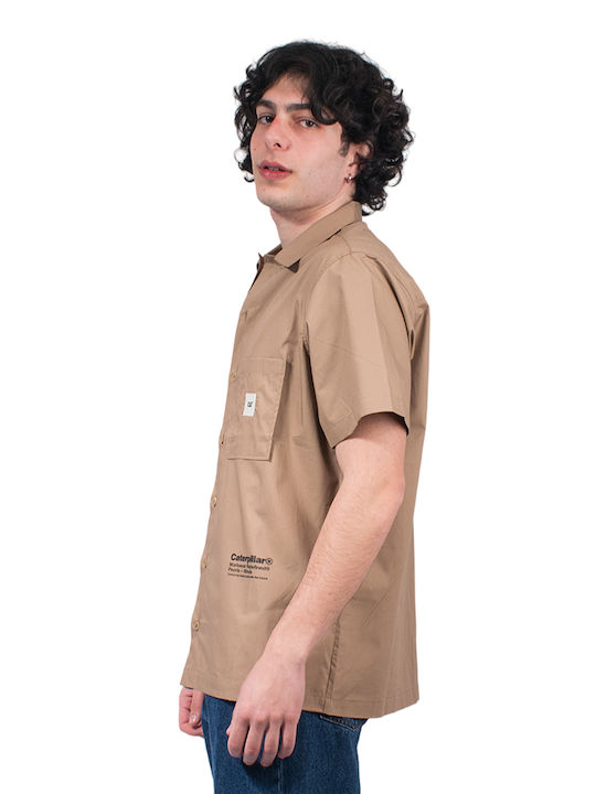 CAT Men's Shirt Short Sleeve Brown