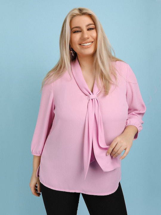 Women's Blouse with 3/4 Sleeve Pink