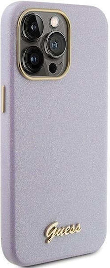 Guess Glitter Glossy Script Back Cover Πλαστικό / Σιλικόνης Μωβ (iPhone 15 Pro Max)
