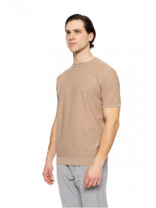 Smart Fashion Short Sleeve Knitted T-shirt 51-206-043 Beige