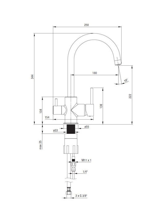 Deante Küchenarmatur Zähler Schwarz