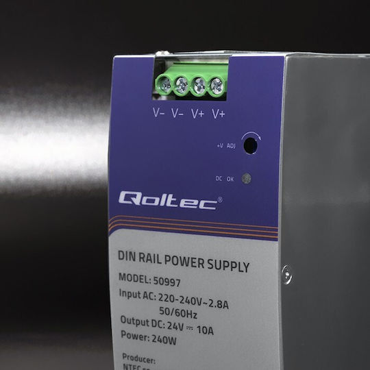 Qoltec Sursă de Alimentare pe Șină DIN cu Ieșire 24V și Putere 240W 10A