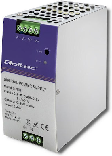Qoltec Sursă de Alimentare pe Șină DIN cu Ieșire 24V și Putere 240W 10A
