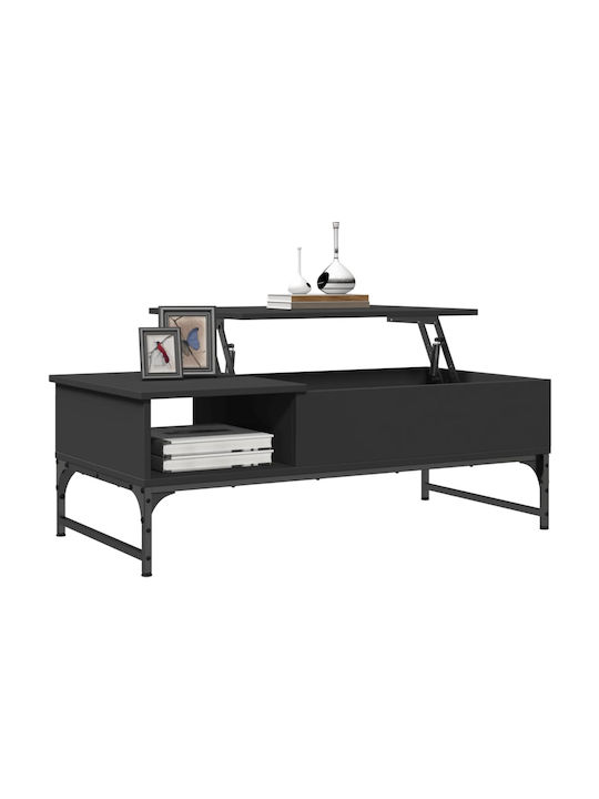 Rectangular Central Coffee Table Wooden with Lifting Mechanism Black M100xW50xH35cm