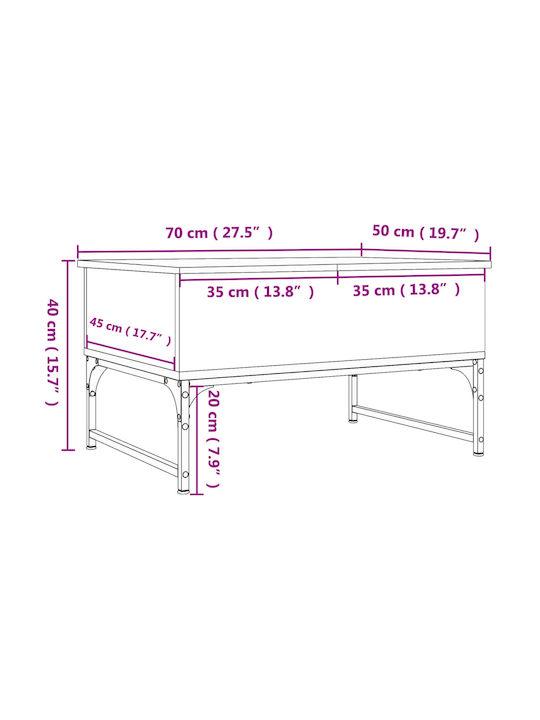 Rectangular Coffee Table Wooden with Butler Brown Oak L70xW50xH40cm.
