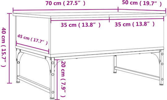 Rectangular Coffee Table Wooden with Butler Brown Oak L70xW50xH40cm.