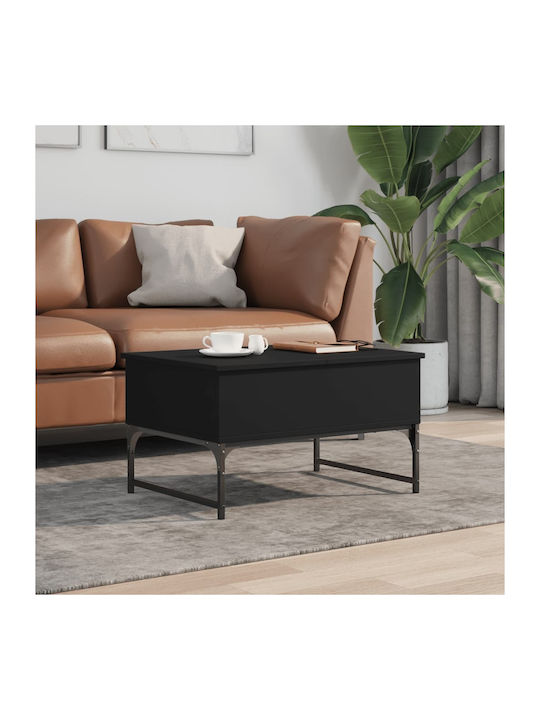 Rectangular Coffee Table with Waiter Black L70xW50xH40cm