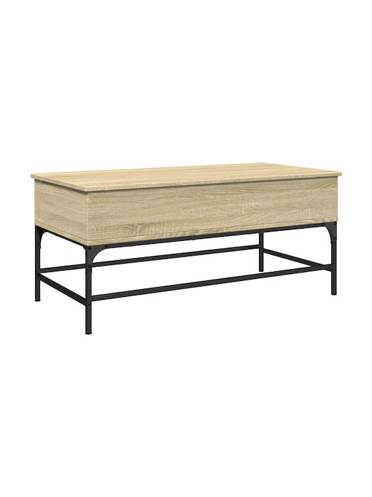 Rectangular Central Wooden Coffee Table with Lifting Mechanism Brown W100xD50xH45cm