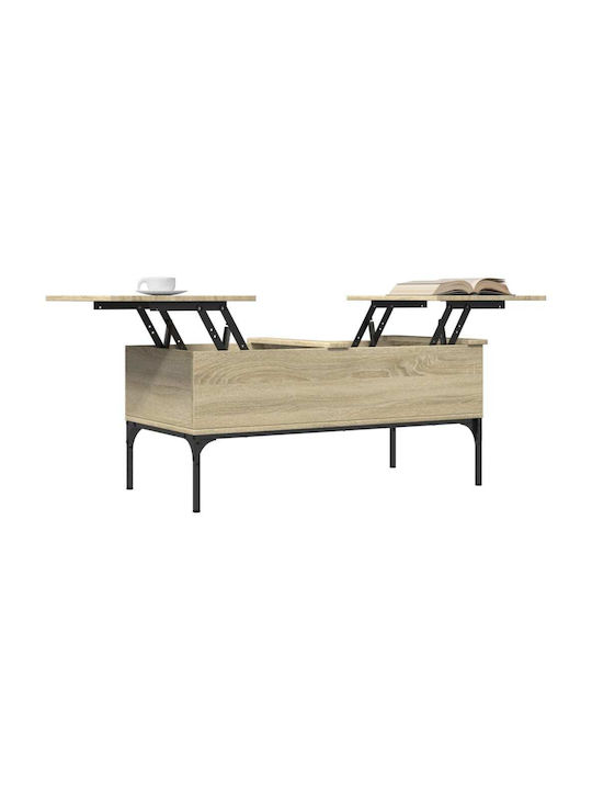 Rechteckiger Zentraler Kaffeetisch Holz mit Hebemechanismus Kaffee M100xL50xH45cm