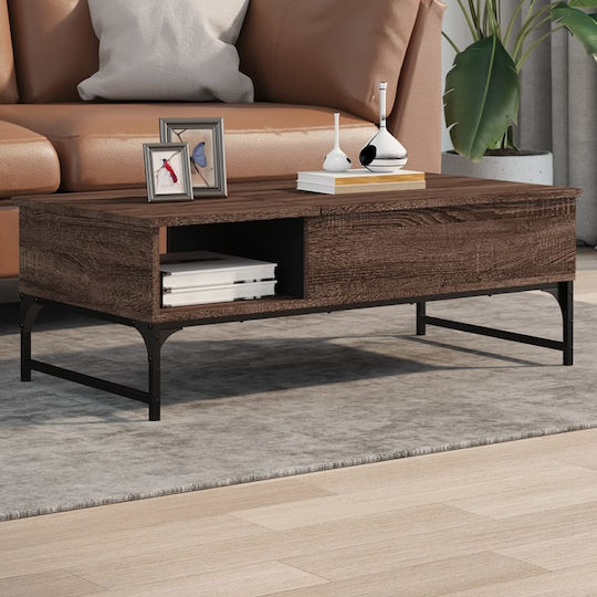 vidaXL Rechteckiges Zentral Kaffeetisch Aus Holz Mit Hebemechanismus Braune M100xL50xH35cm