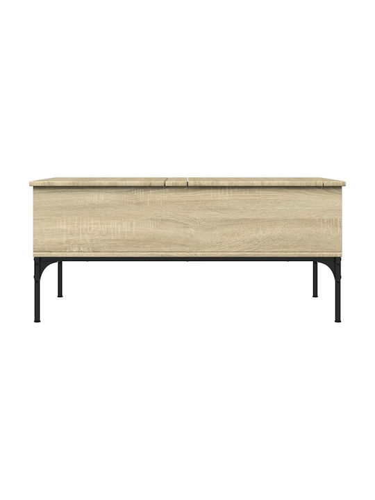 Rechteckiger Zentraler Kaffeetisch Holz mit Hebemechanismus Kaffee M100xL50xH45cm