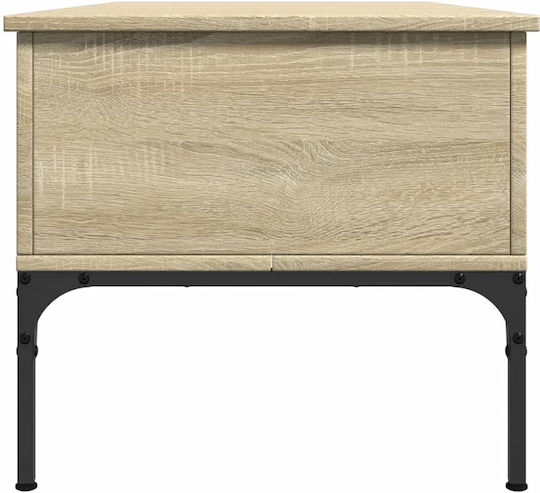 Rectangular Central Wooden Coffee Table with Lifting Mechanism Brown W100xD50xH45cm