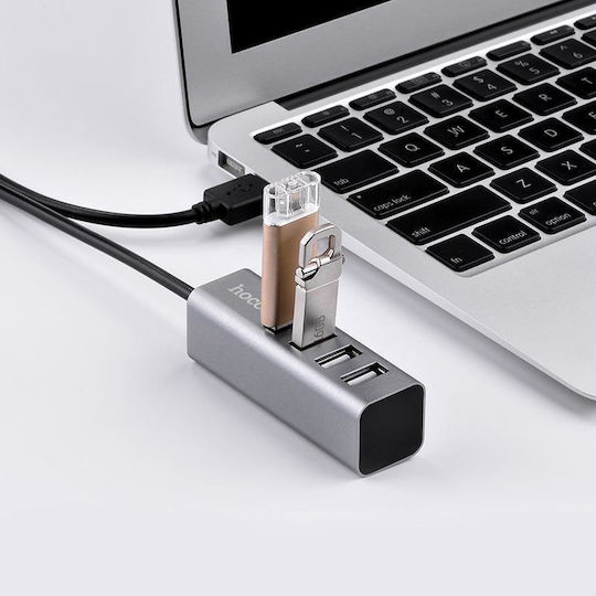 Hoco USB-Hub 4 Anschlüsse USB 2.0 mit USB-A Anschluss Grau