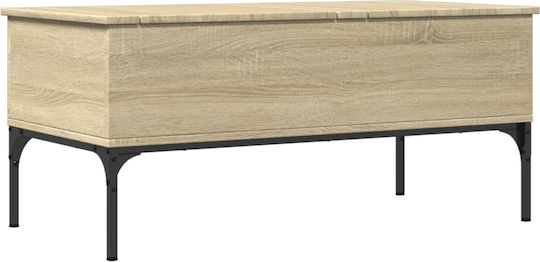Rectangular Central Wooden Coffee Table with Lifting Mechanism Brown W100xD50xH45cm
