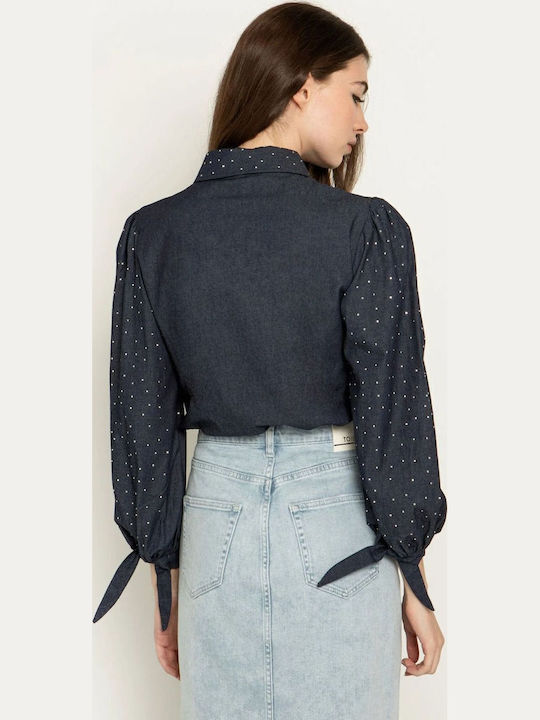 Μακρυμάνικο Γυναικείο Πουκάμισο Dark Blue