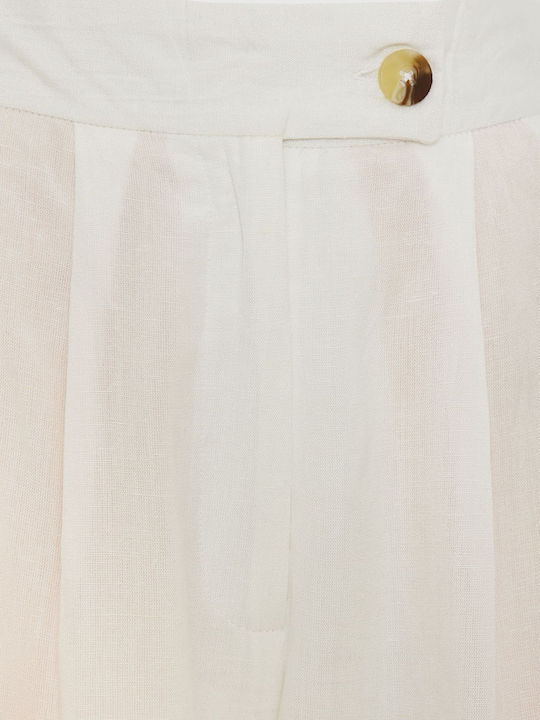 Damen Bermuda Leinen Off White