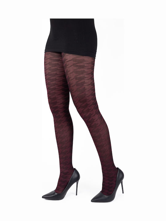 Strumpfhose mit geprägtem Design Linea D'oro K841-schwarz