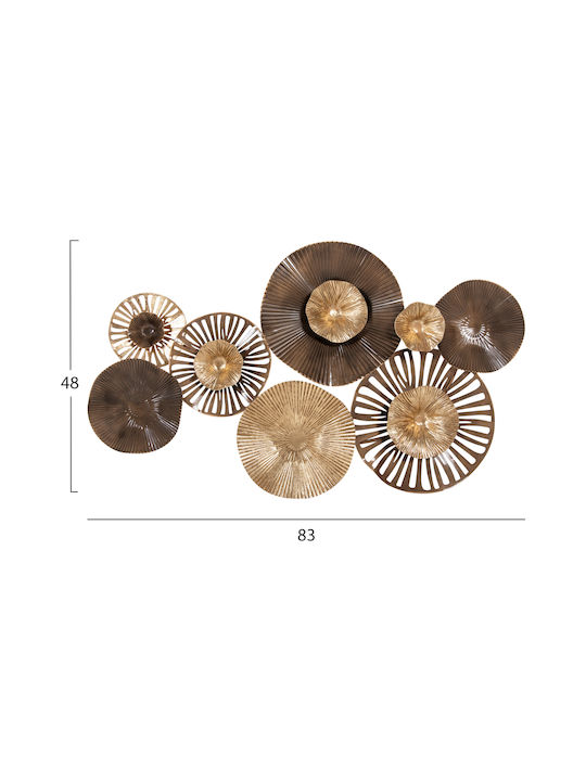 Geometric Brown Metallic Wall Decor Element 83x48cm