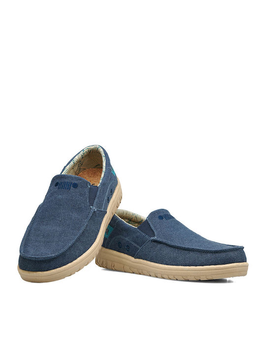 Jeep Herren Sneakers-Samoa Slip On-Lässig-Extra Leicht-Anatomisch-Extra Weich/Komfort-Memory Foam-Blaues Canvas