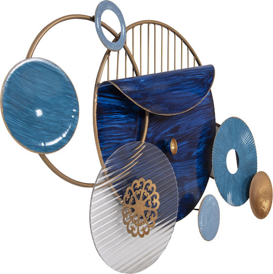 HomeMarkt Decorațiune Geometrică Albastră Din Metal 87x54cm