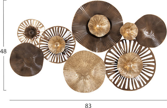 HomeMarkt Decorațiune Geometrică Pentru Perete Maro Din Metal 83x48cm