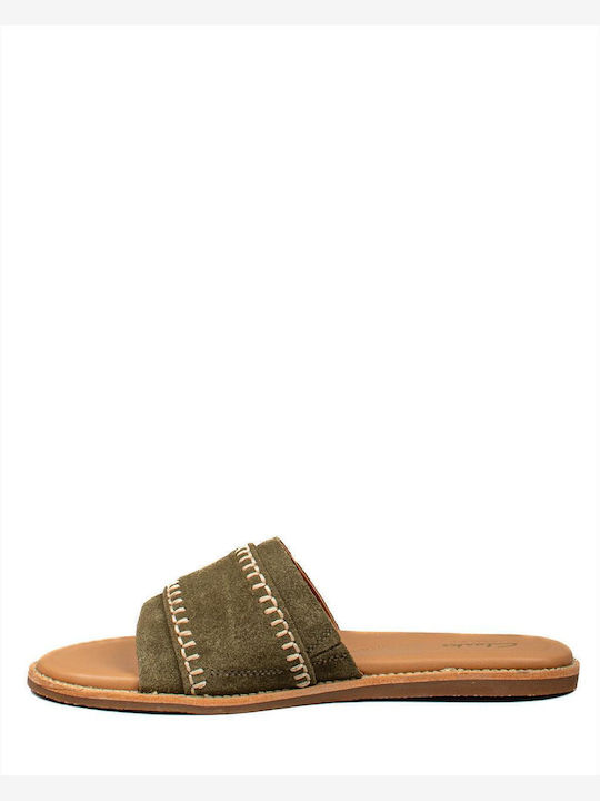 Maritime Leather Women's Flat Sandals in Khaki Color