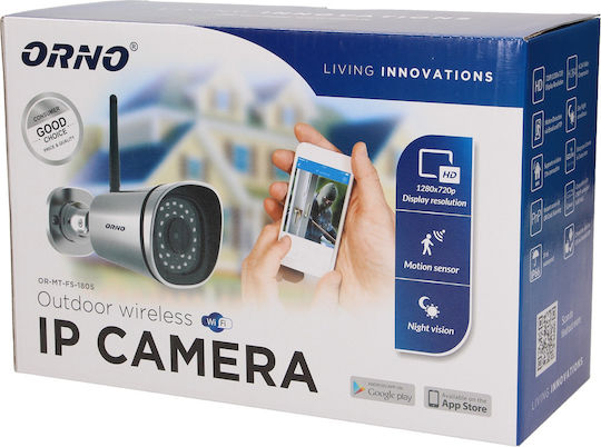 Orno MT-FS-1805 IP Cameră de Supraveghere Wi-Fi HD 960P Rezistentă la apă cu Lentilă 2.8mm Gri