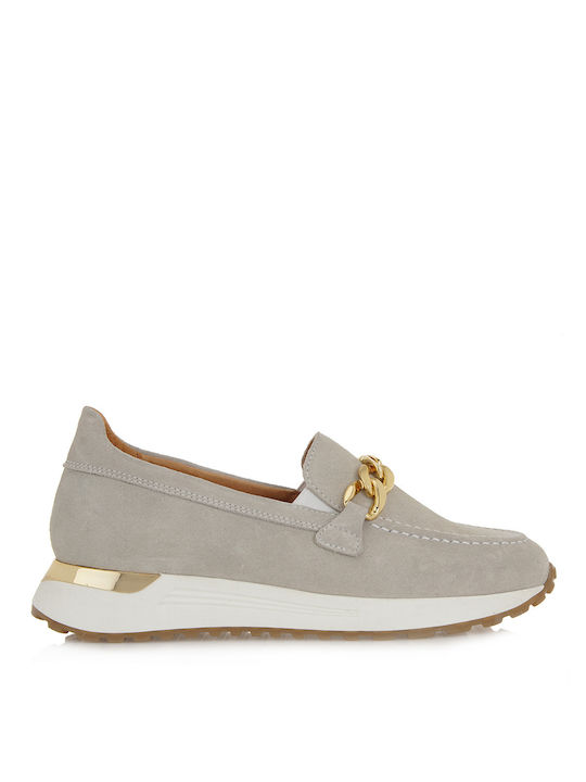 Renato Garini Leather Women's Moccasins in Gray Color