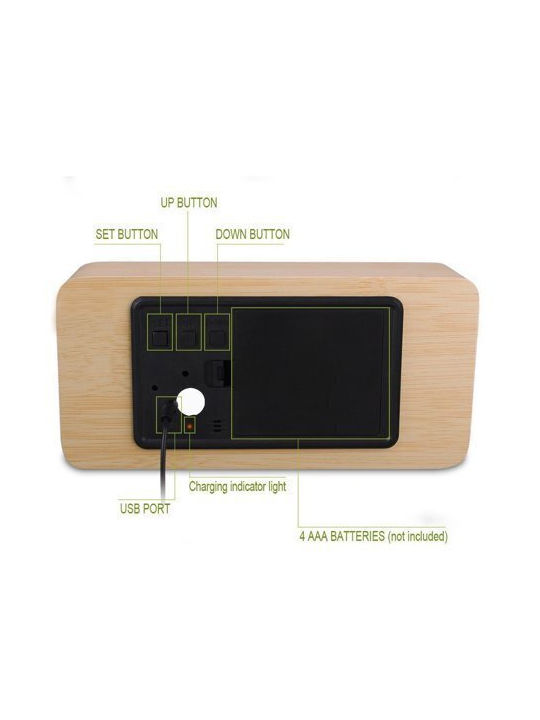 Tisch-Digitaluhr mit Wecker Ecru ZK11773QWS2