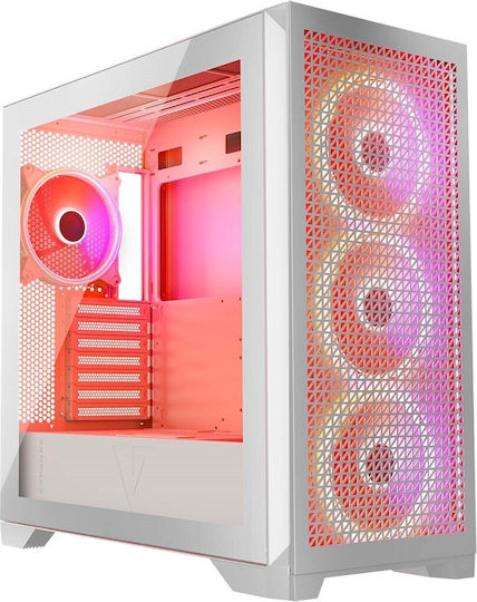 Modecom Volcano Expanse T Apex ARGB Gaming Midi Tower Κουτί Υπολογιστή με Πλαϊνό Παράθυρο Λευκό