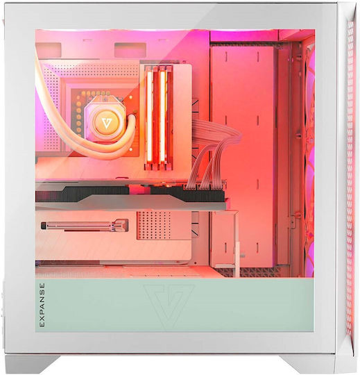 Modecom Volcano Expanse T Apex ARGB Gaming Midi Tower Κουτί Υπολογιστή με Πλαϊνό Παράθυρο Λευκό