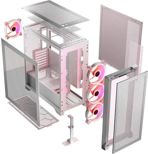 Modecom Volcano Expanse T Apex ARGB Gaming Midi Tower Κουτί Υπολογιστή με Πλαϊνό Παράθυρο Λευκό