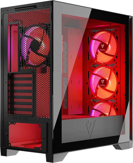Modecom Volcano Expanse S Apex ARGB Геймърско Midi Tower Компютърна Кутия със Страничен Прозорец Черна