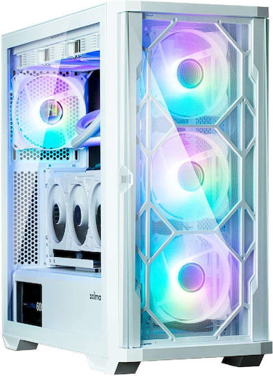Zalman Z10 DUO Gaming Midi Tower Κουτί Υπολογιστή με Πλαϊνό Παράθυρο και RGB Φωτισμό Λευκό