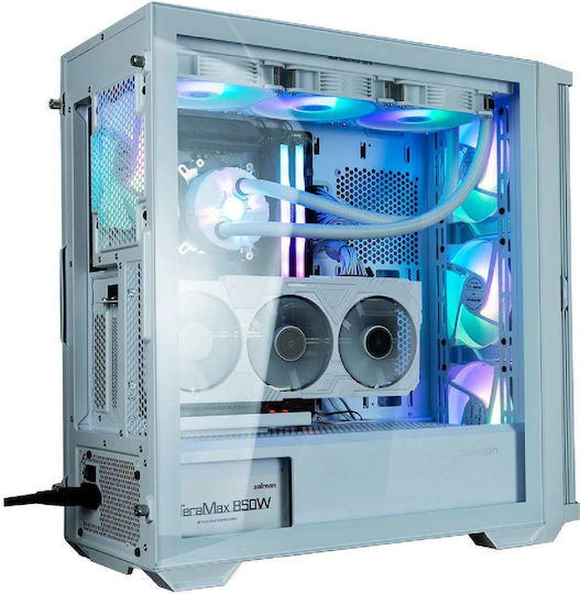 Zalman Z10 DUO Gaming Midi Tower Κουτί Υπολογιστή με Πλαϊνό Παράθυρο και RGB Φωτισμό Λευκό