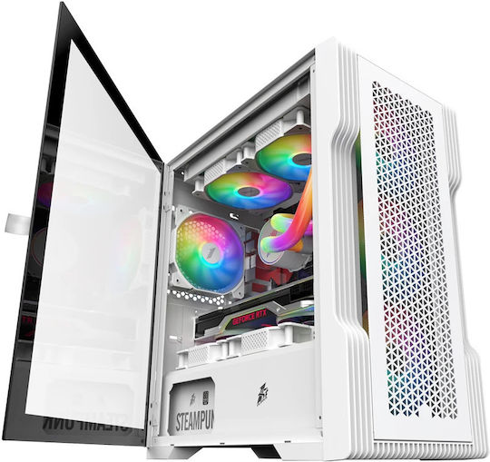 1STPLAYER Trilobite T3 Midi Tower Κουτί Υπολογιστή με Πλαϊνό Παράθυρο Λευκό