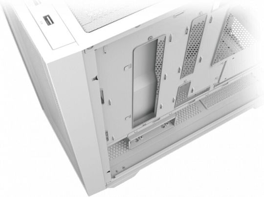Asus A21 Plus Gaming Midi Tower Κουτί Υπολογιστή με Πλαϊνό Παράθυρο και RGB Φωτισμό Λευκό
