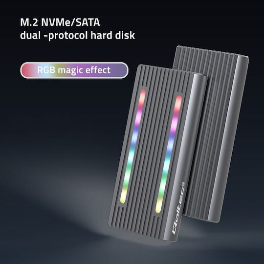 Qoltec Case for Hard Drive M.2 PCI Express / SATA III with Connection Type-C Gray