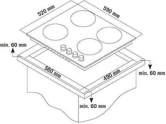 Thermogatz TGC 4460 GL Natural Gas Cooktop Autonomous 59.1x51.1εκ.