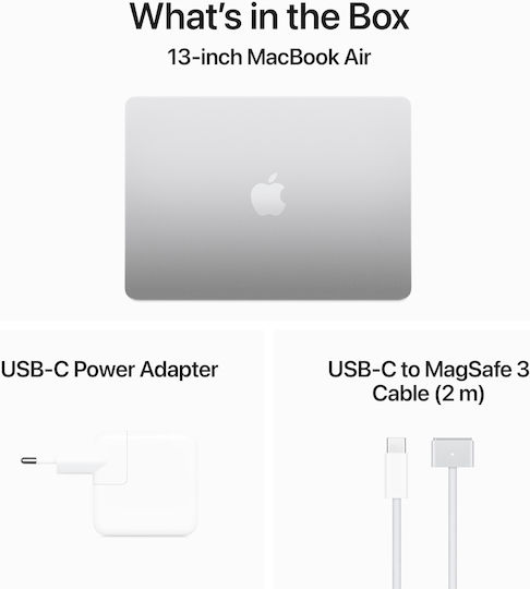 Apple MacBook Air 13" (2024) 13.6" Retina Display (M3-8-Core/8GB/256GB SSD/8-Core GPU) with 30W Charger Silver (International English Keyboard)