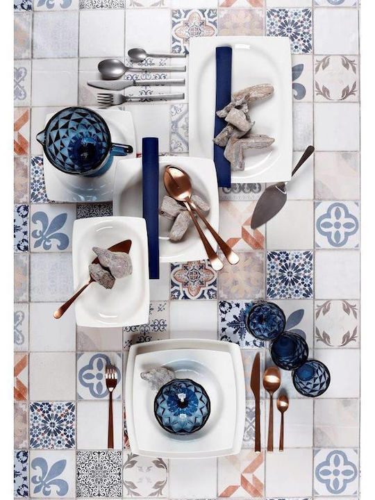 Cryspo Trio 'quadro Off Plate Desert made of Porcelain White with Diameter 21cm 6pcs