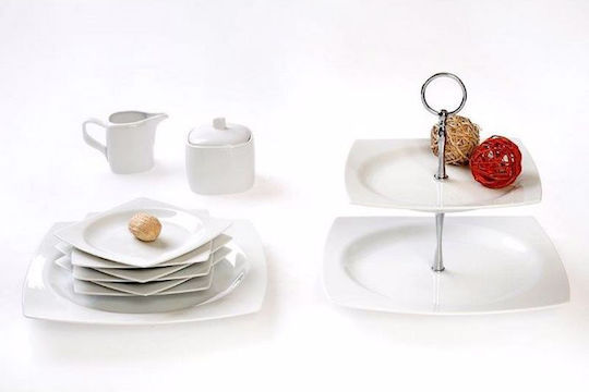 Cryspo Trio 'quadro Plate Desert made of Porcelain White with Diameter 21cm 6pcs